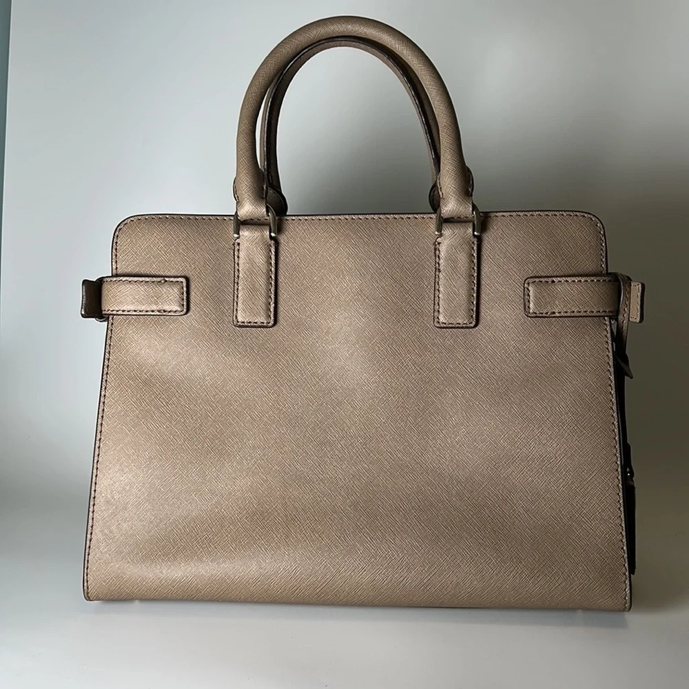 Michael Kors Hamilton Taupe Saffiano Leather Satchel - Picture 2 of 10